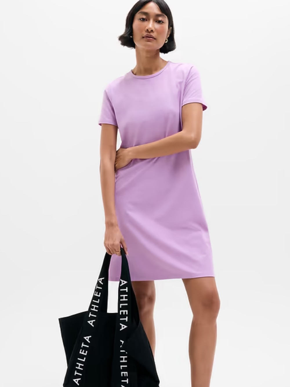 Athleta Essential Tee Dress Medium Purple Cotton